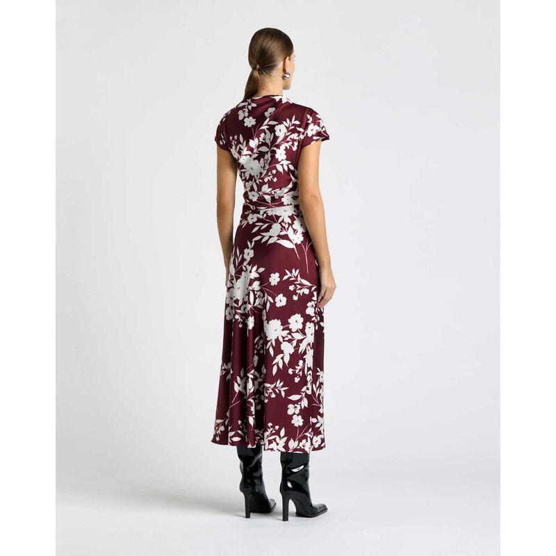 Cue Plum Stencil Floral Midi Dress image number 1